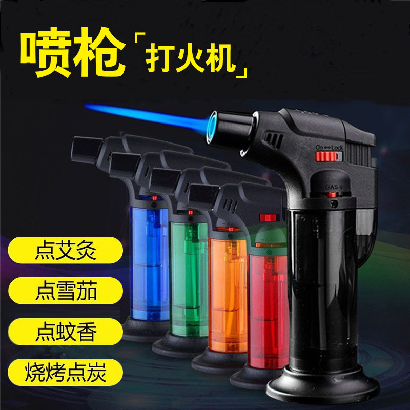 Point Moxibustion Special Lighter Household Cigar Welding Spray Gun Inflatable Lighter Windproof Direct Blue Flame Aromatherapy Lighter