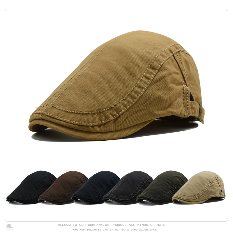 Hat Men's Fashion Retro Solid Color Forward Hat Women's Autumn and Spring Distinctive Face Small Cap Casual Light Board Beret