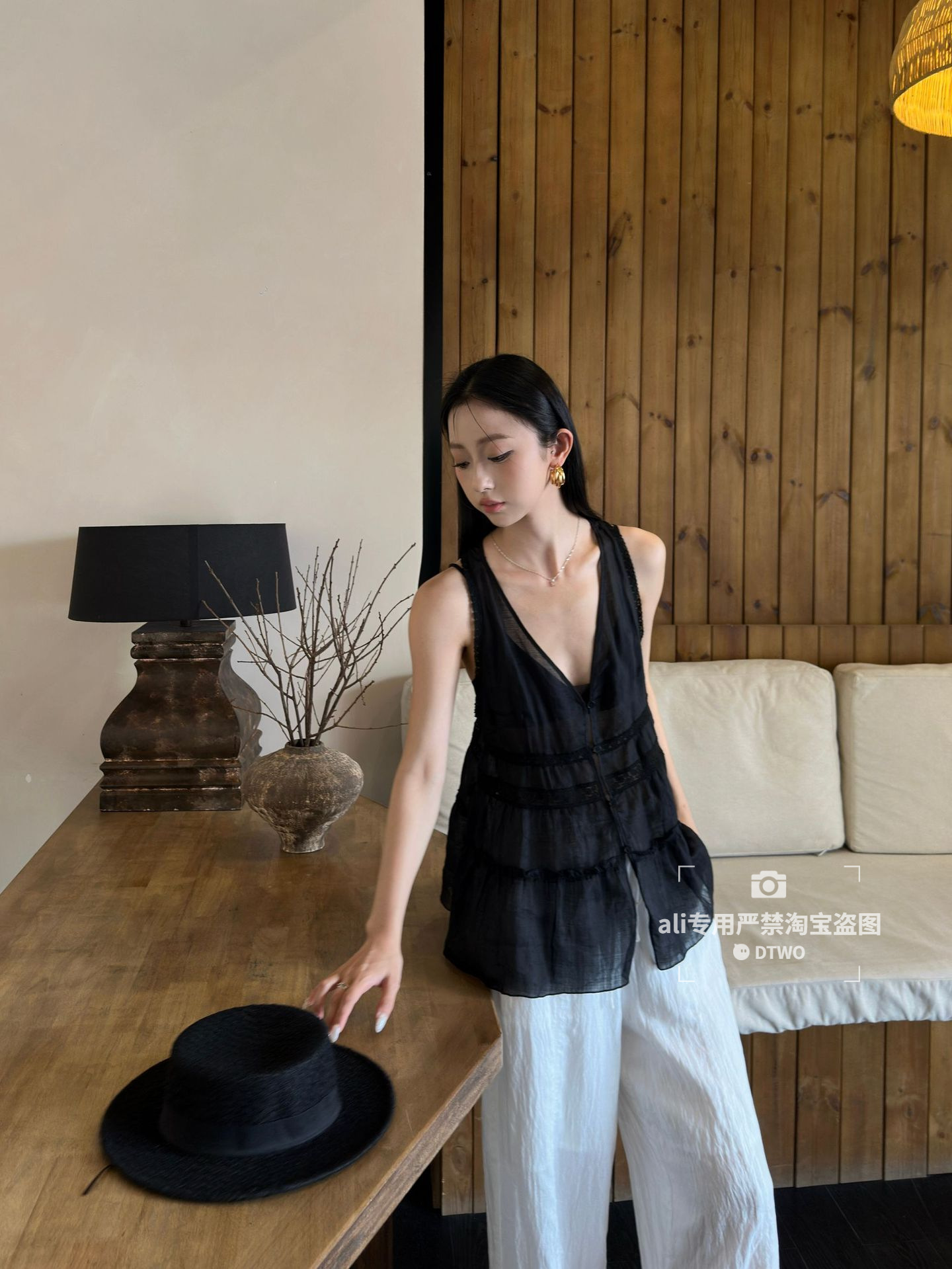 Dtwo Spring/Summer New Original Design Thirteen Lines Women's Wholesale Thin Loose Ramie Vest Shirt