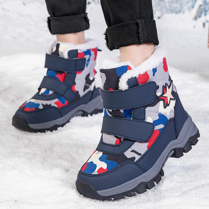 Children's Snow Boots Winter 2026 New Style Fleece-Lined Warm Waterproof Non-Slip Cotton Shoes for Older Kids Wholesale Cold-Proof