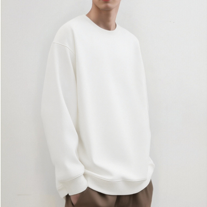 300g Fabric Cotton Sweatshirt with Dropped Shoulders and Round Neck, Single Style