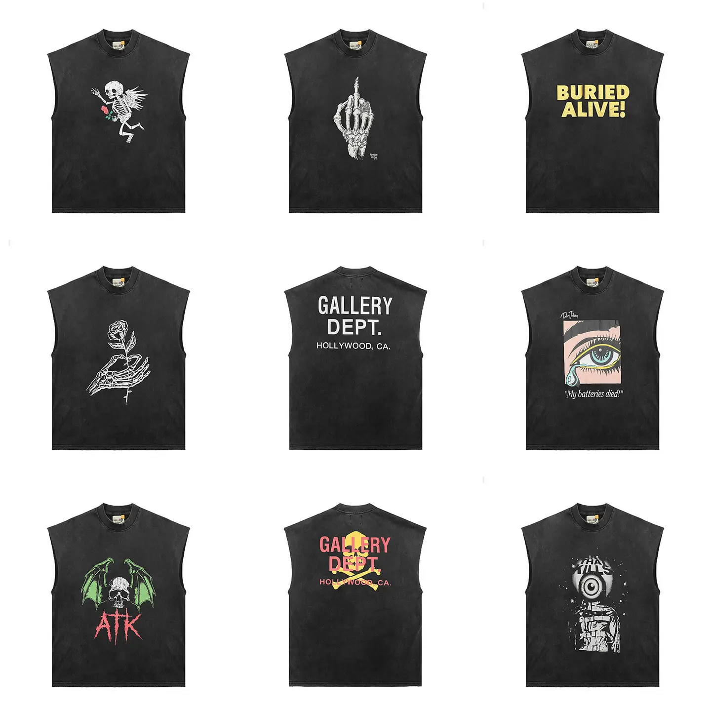 Gallery Dept American Retro Washed Distressed Sleeveless T-Shirt for Men and Women Loose Casual Versatile Tops and Vests