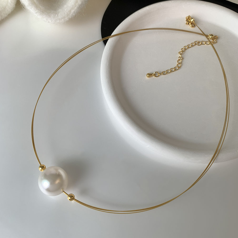 One Large Bead Necklace Multi-ring Stacked Clavicle Chain Collar Women's 2023 New Ins Internet Celebrity Niche All-match