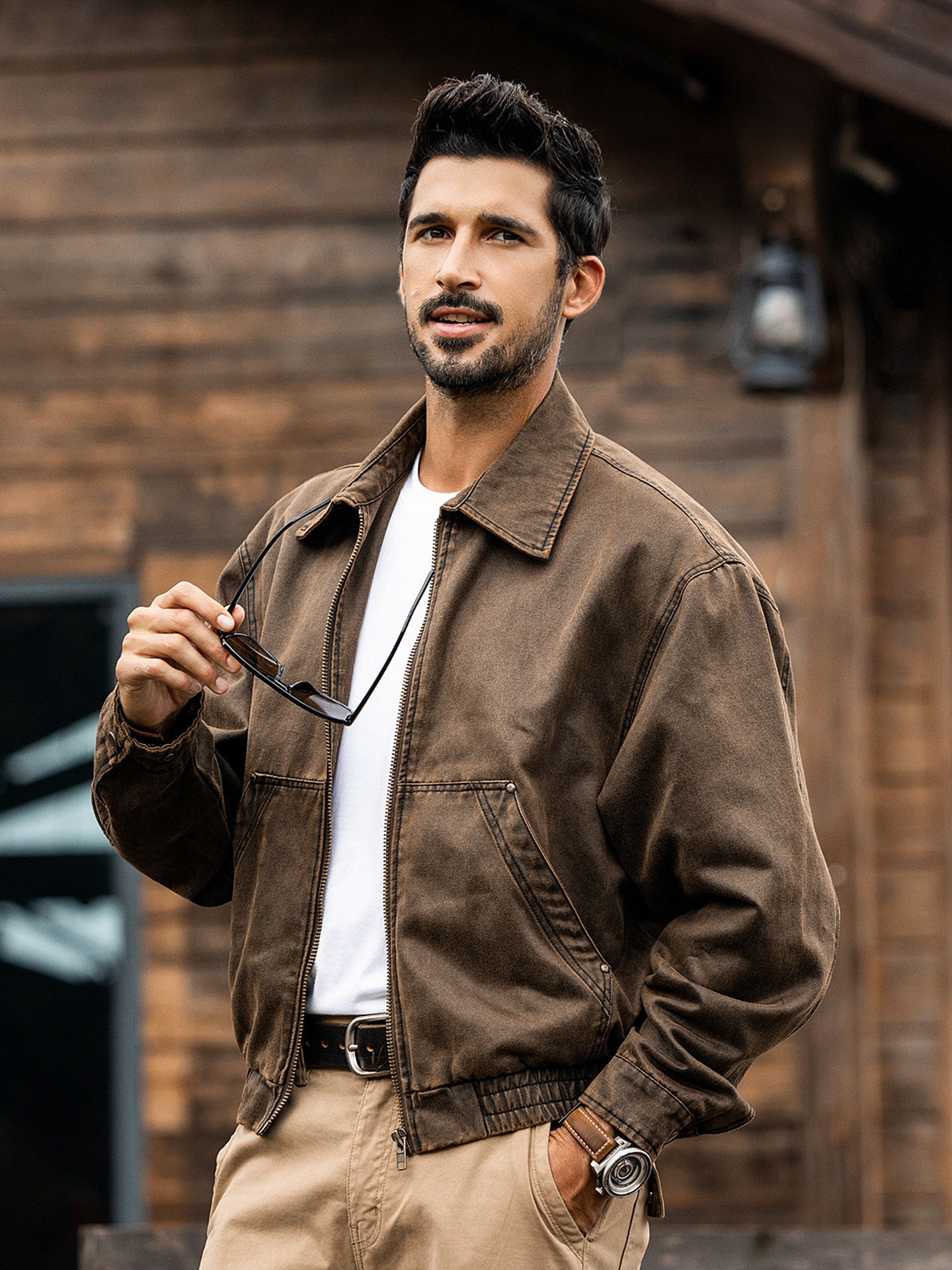 Vintage Oil Wax Leather Jacket for Men, New Spring Trendy Brand, Tough Guy American Style Hunting Jacket