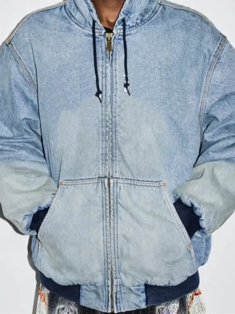 Fw25 Reflective Arc Work Jacket Reflective Embroidered Letter Hooded Work Jacket Cotton Jacket