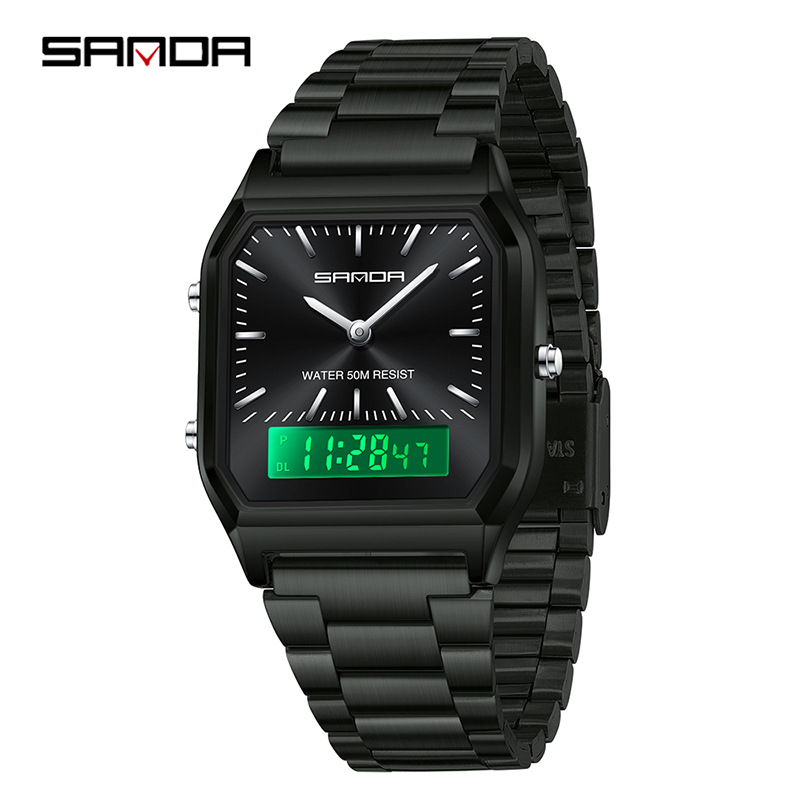 Sanda Square Business Men's Watch Simple All-Match Waterproof Watch Fashion Retro Multifunctional Electronic Quartz Watch