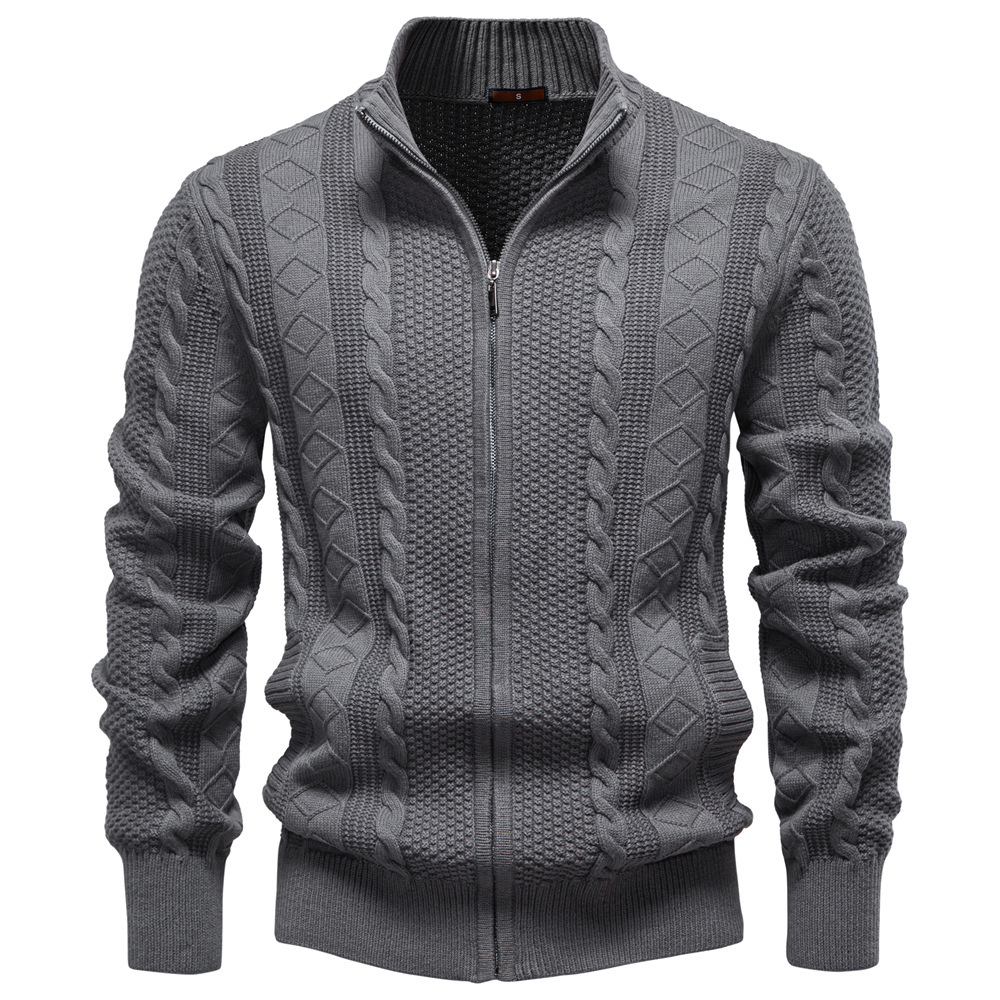 2024 New Export Men's Woolen Jacket European Size Cross-Border Autumn and Winter Sweater Cardigan High Quality Jacket for Men