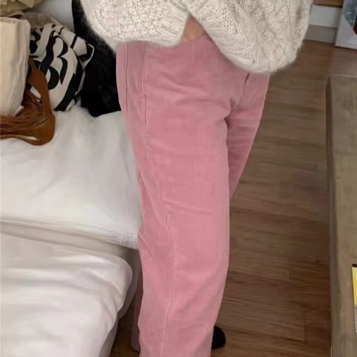 Now South Korea Dongdaemun designer Mo * e pink Corduroy Pants Miller Corduroy Pants
