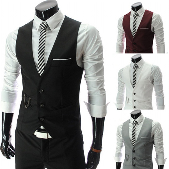 Men's suit vest Korean-style slim-fit suit vest spring and autumn thin casual British-style wedding three-piece suit