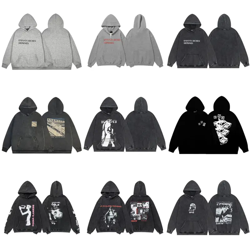 ERD 25FW vintage niche tide brand melancholy rich second generation of high-street fashion men do old washed casual hooded sweatshirt