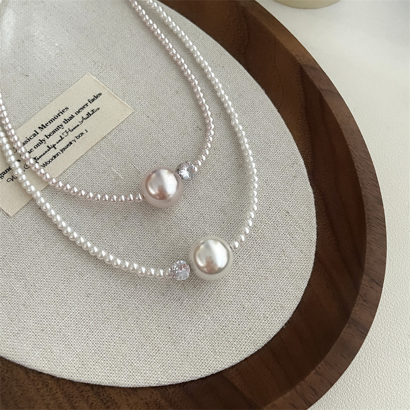 French Pearl Beaded Zircon Necklace for Women 2025 New Style Necklace High-End Accessible Luxury Niche Clavicle Chain Jewelry
