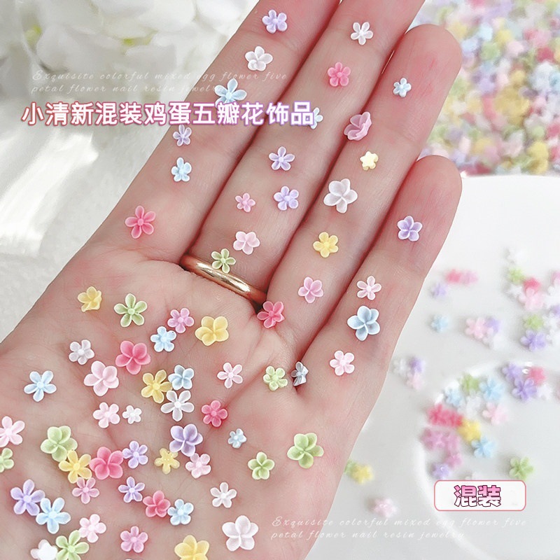 New Five-Petal Flower Nail Accessories, Colorful Plumeria 3D Mixed Style DIY Nail Decorations Wholesale