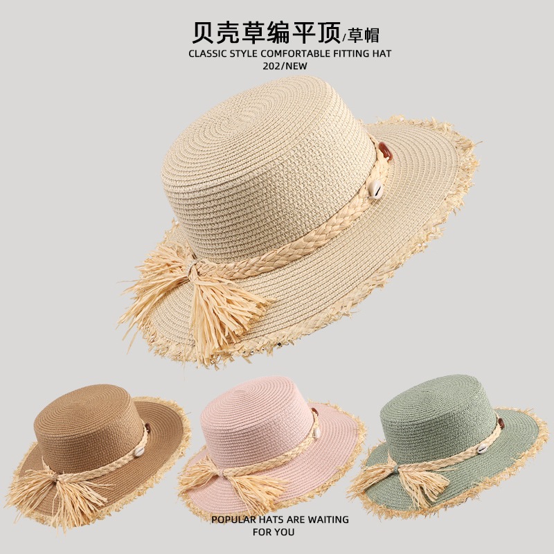 British Retro Panama Raw Edge Straw Hat Women's Spring and Summer Sun Protection Jazz Hat Travel Beach Vacation Hat