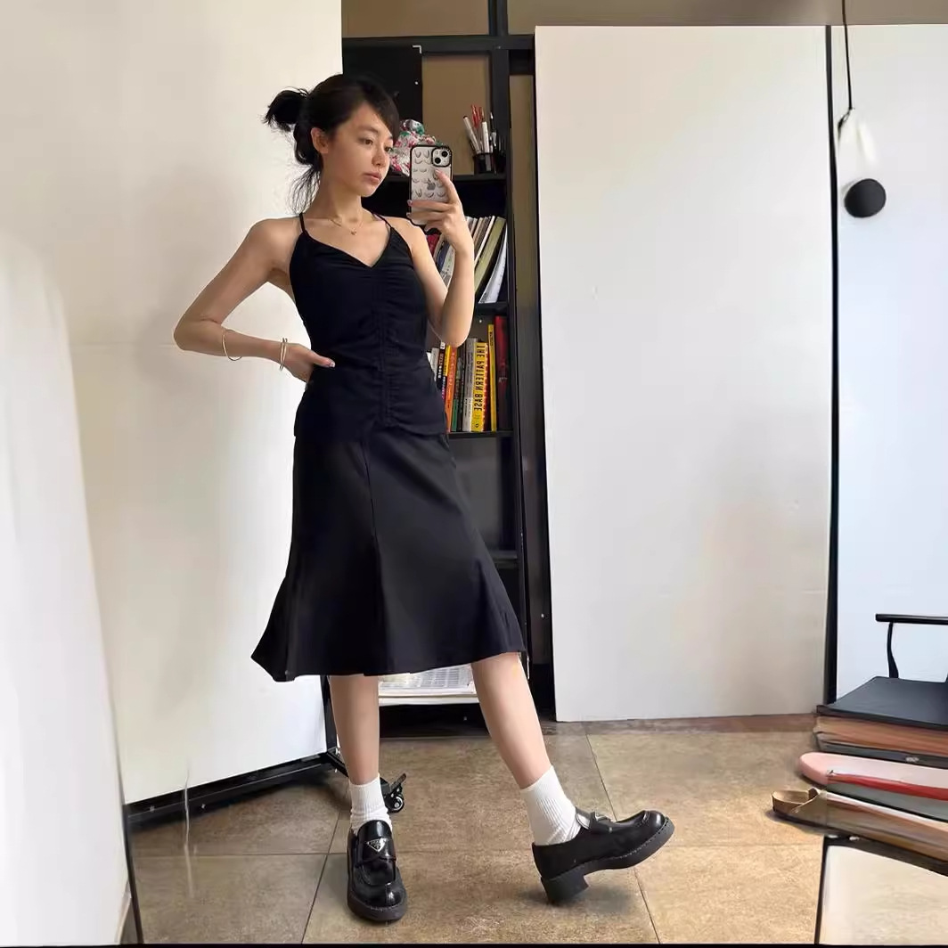 Summer New Design Slim-fit Black Slim-fit Fishtail Skirt Women's Mid-length 3215 Skirt