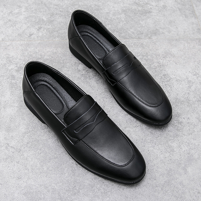 BUFFNY Autumn New Men's Shoes Popular All-match Leg Shoes Men's Korean Solid Color Casual Leather Shoes 511