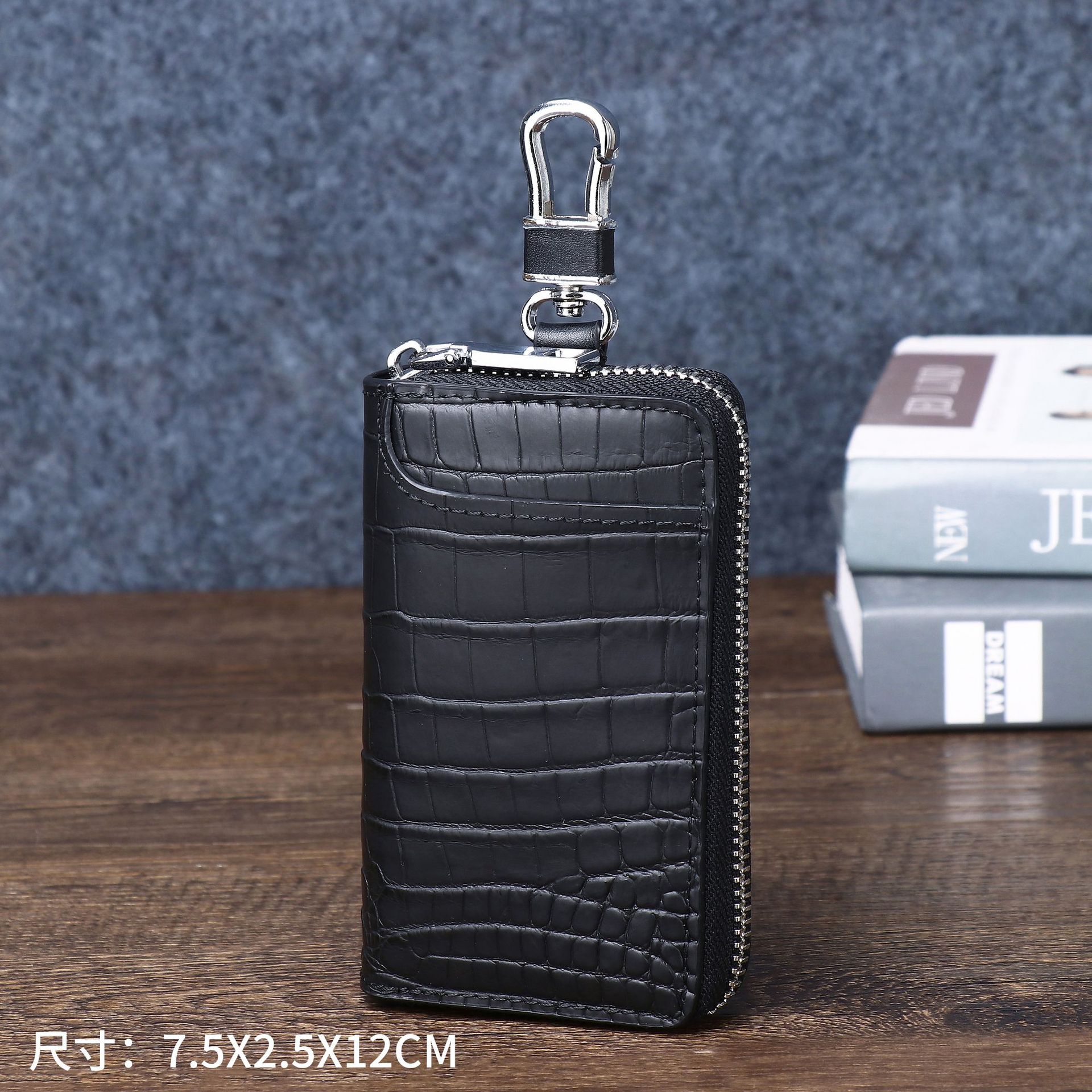 Fog color crocodile belly pattern key bag multi-function large capacity small key bag practical key buckle key bag factory