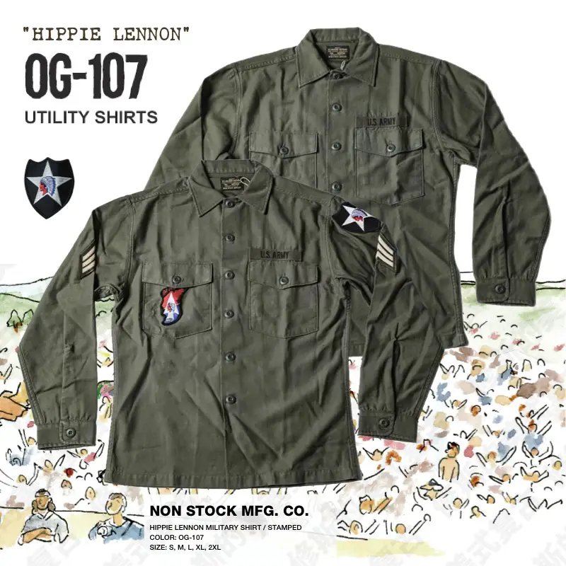 Lennon shirt Nonstock Og107 Indian Division Vietnam War Embroider Badge Long sleeves shirt thickened