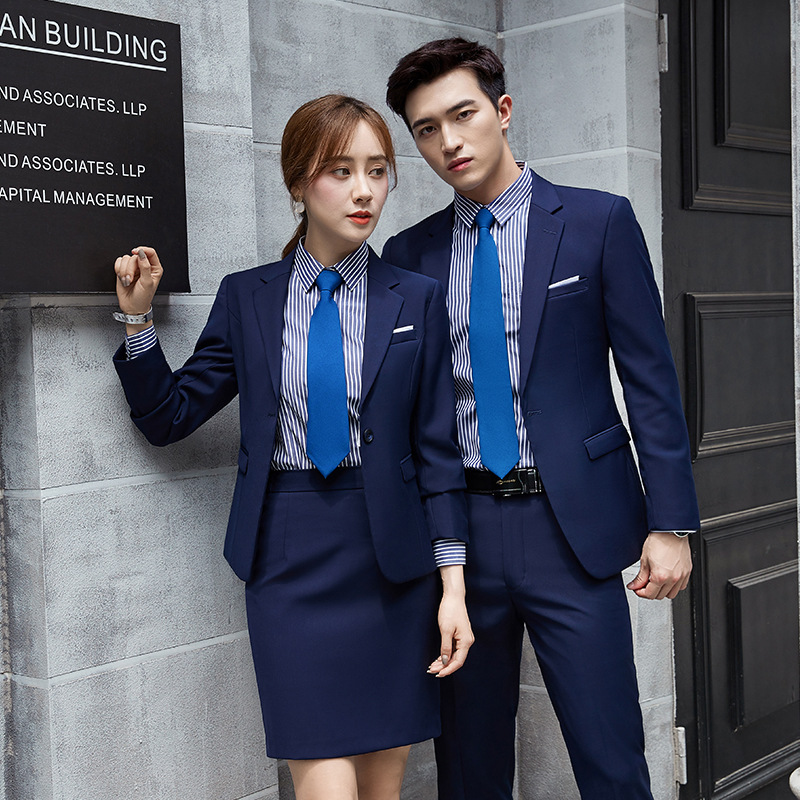 Royal blue custom business suit professional suit women's car company suit three-piece insurance sales Korean slim fit