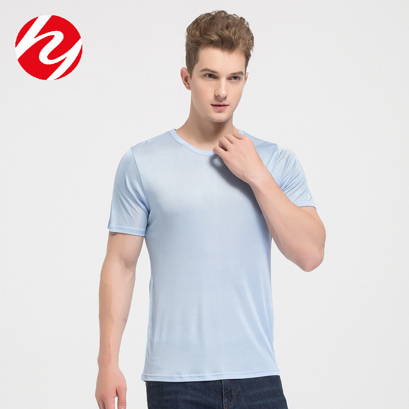 Huaye Summer Solid Color Silk Round Neck Short-sleeved T-shirt Men's Mulberry Silk Knitted Comfortable Breathable Sweater T-shirt