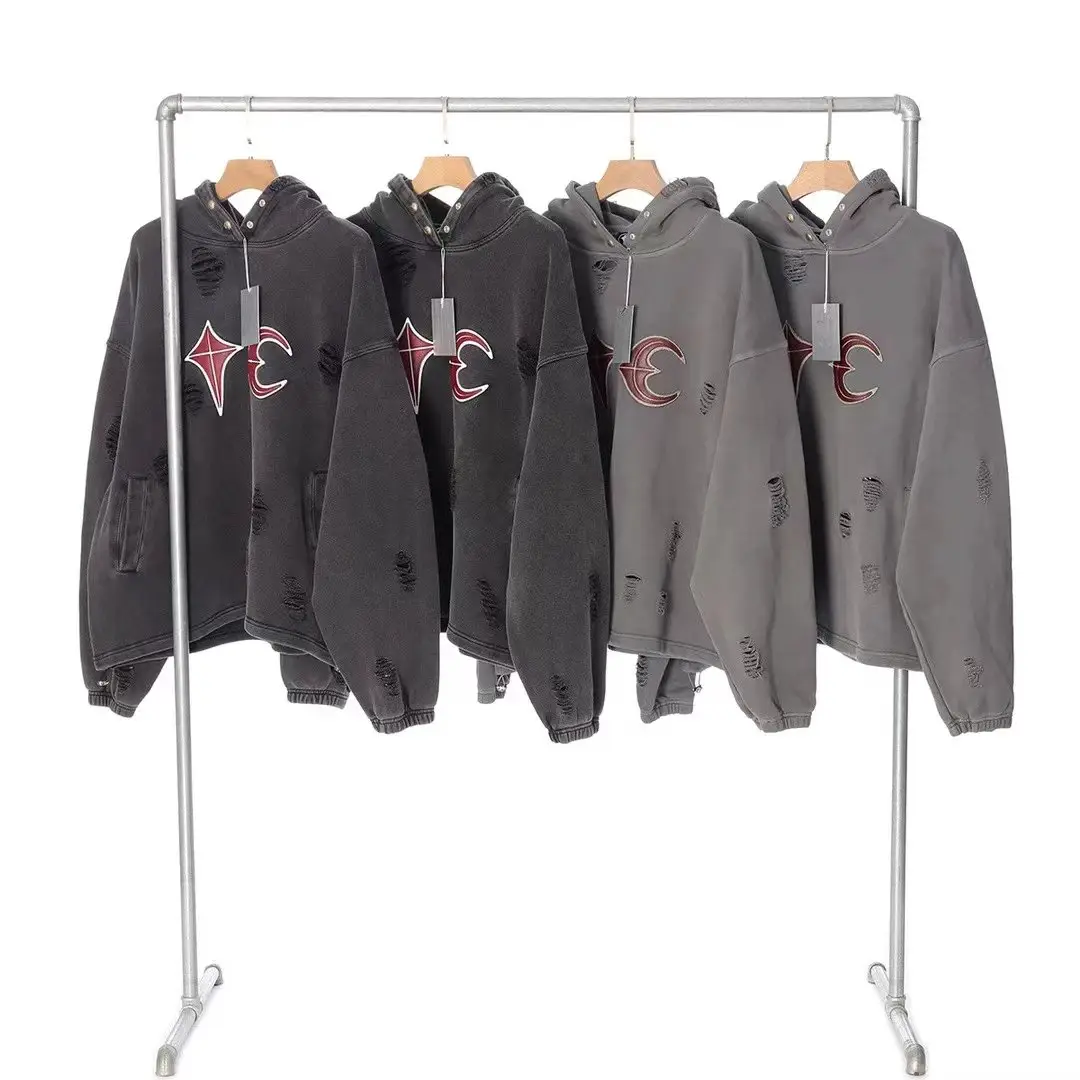 S+Stars Moon Water System Destruction Hole Hooded Hoodie