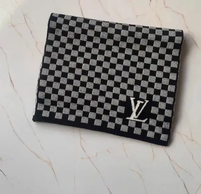 Louis Vuitton Damier Checkered Scarf Black White