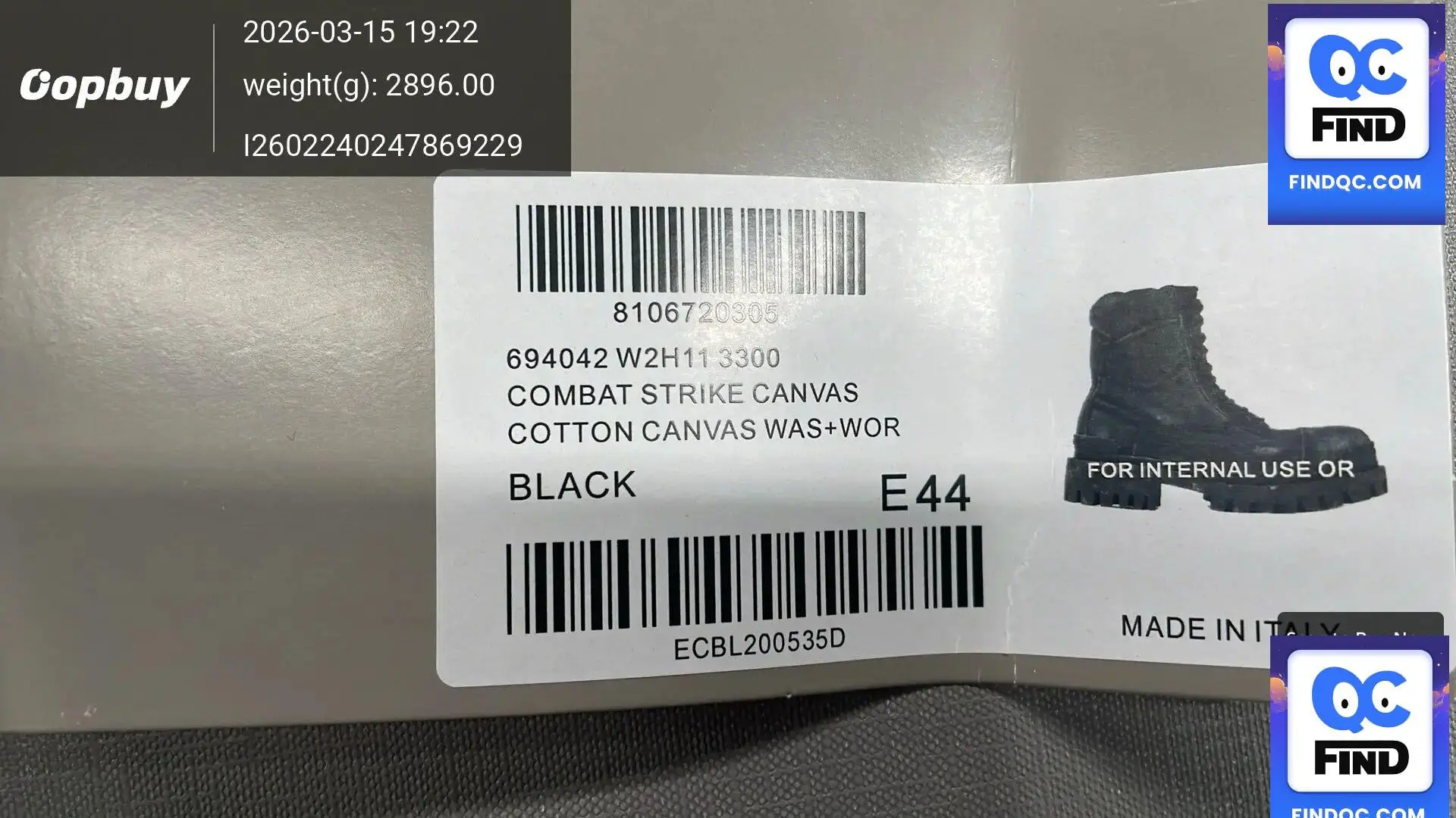 Balenciaga Combat Strike Canvas Boots Black