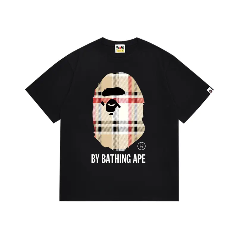 Long-Term Supply of Trendy Cross-Border Wholesale Foreign Trade Dropshipping 260g Heavyweight Bape Ape Head Shark Short Sleeves