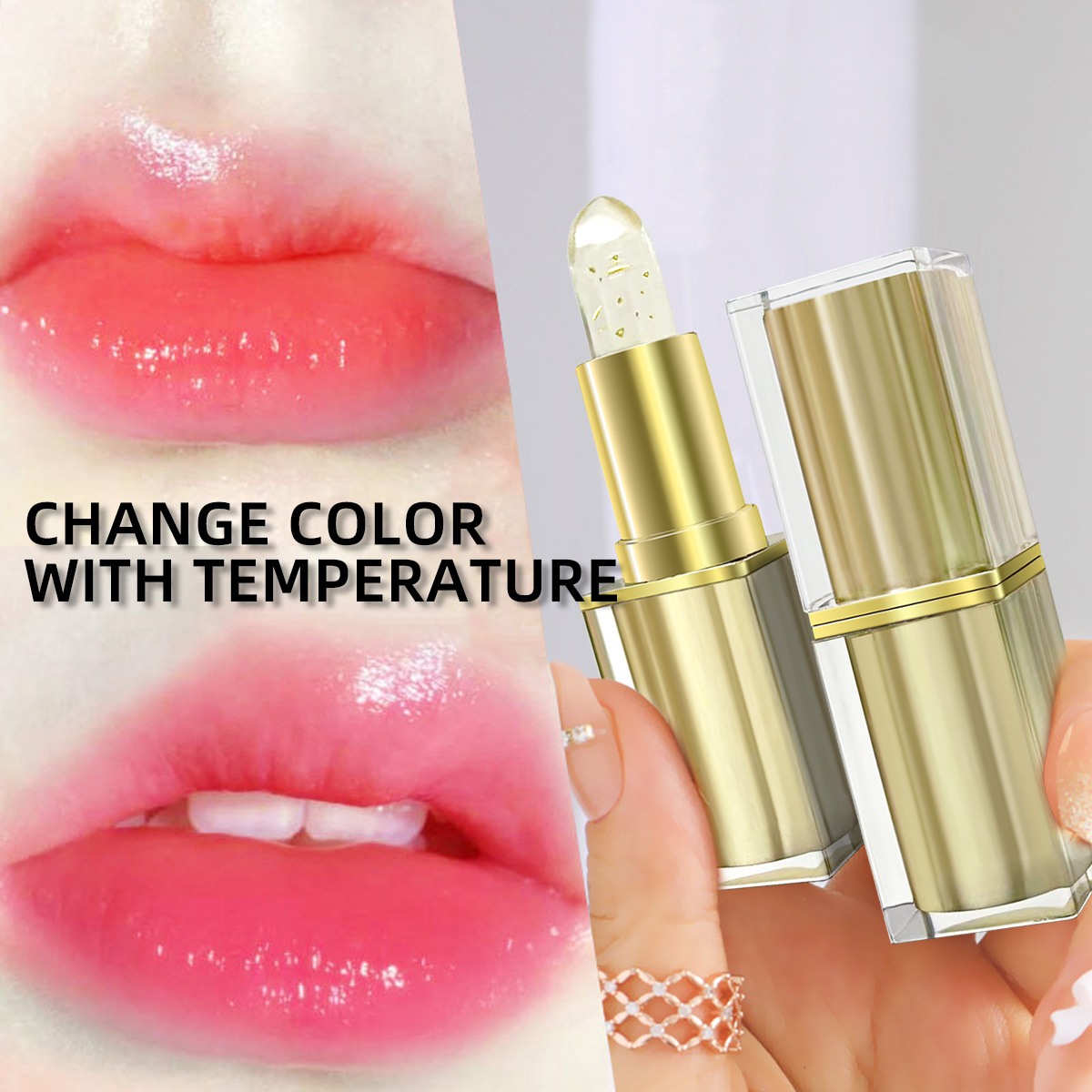 Cross-Border Temperature-Changing Lipstick, Anti-Smudge, Gold-Tone, Moisturizing, Non-Fading, Non-Stick Cup, Anti-Chapped