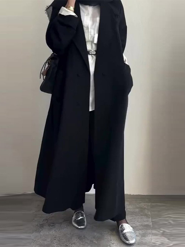 2025 Amazon Foreign Trade Autumn New Style Autumn and Winter Mid-Length Hepburn-Style Wool Coat for Petite Women
