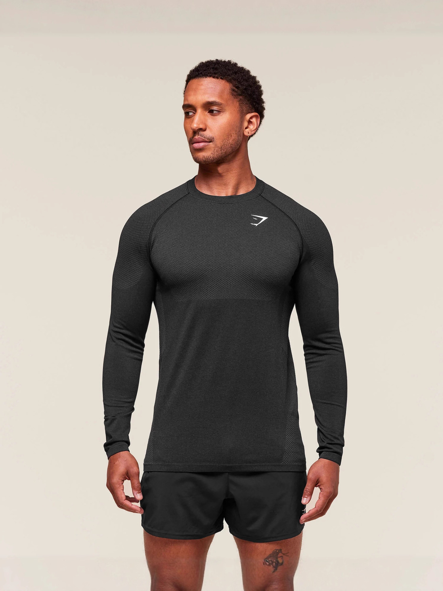 Amazon Export Men's Bodysuit Gymhsark Sports Fitness Running Training Clothing Elastic Printed Long-Sleeved T-Shirt