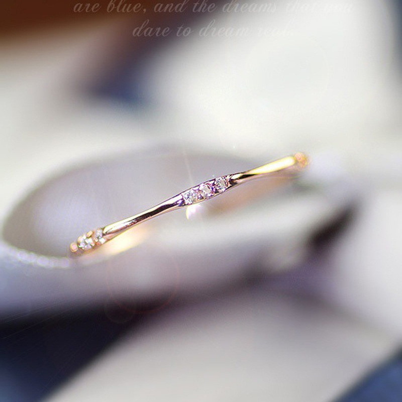 Europe and the United States cross-border hot 18K gold inlaid 9 diamond ring fine fresh design feeling niche copper ring women's fashion jewelry