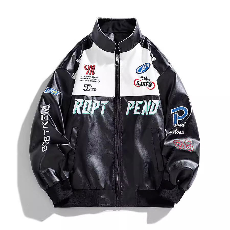 American PU Leather Men's Jacket Spring and Autumn New Vertical Collar Biker Clothing All-match Fashionable Explosive Jacket for Men