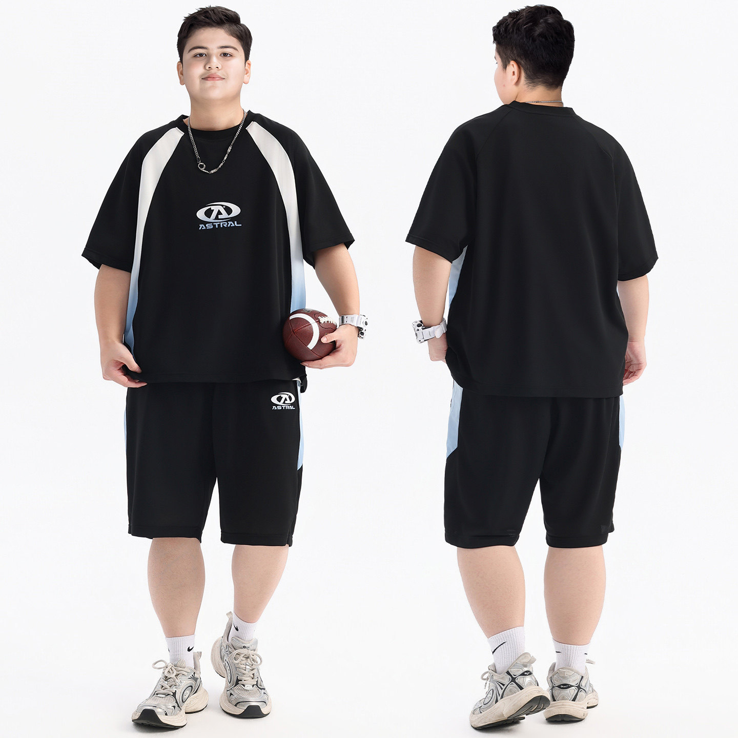 Plus-Size Boys' Summer Outfit, Cool and Quick-Dry Set, 2026 New Style Sportswear Two-Piece Set for Older Children