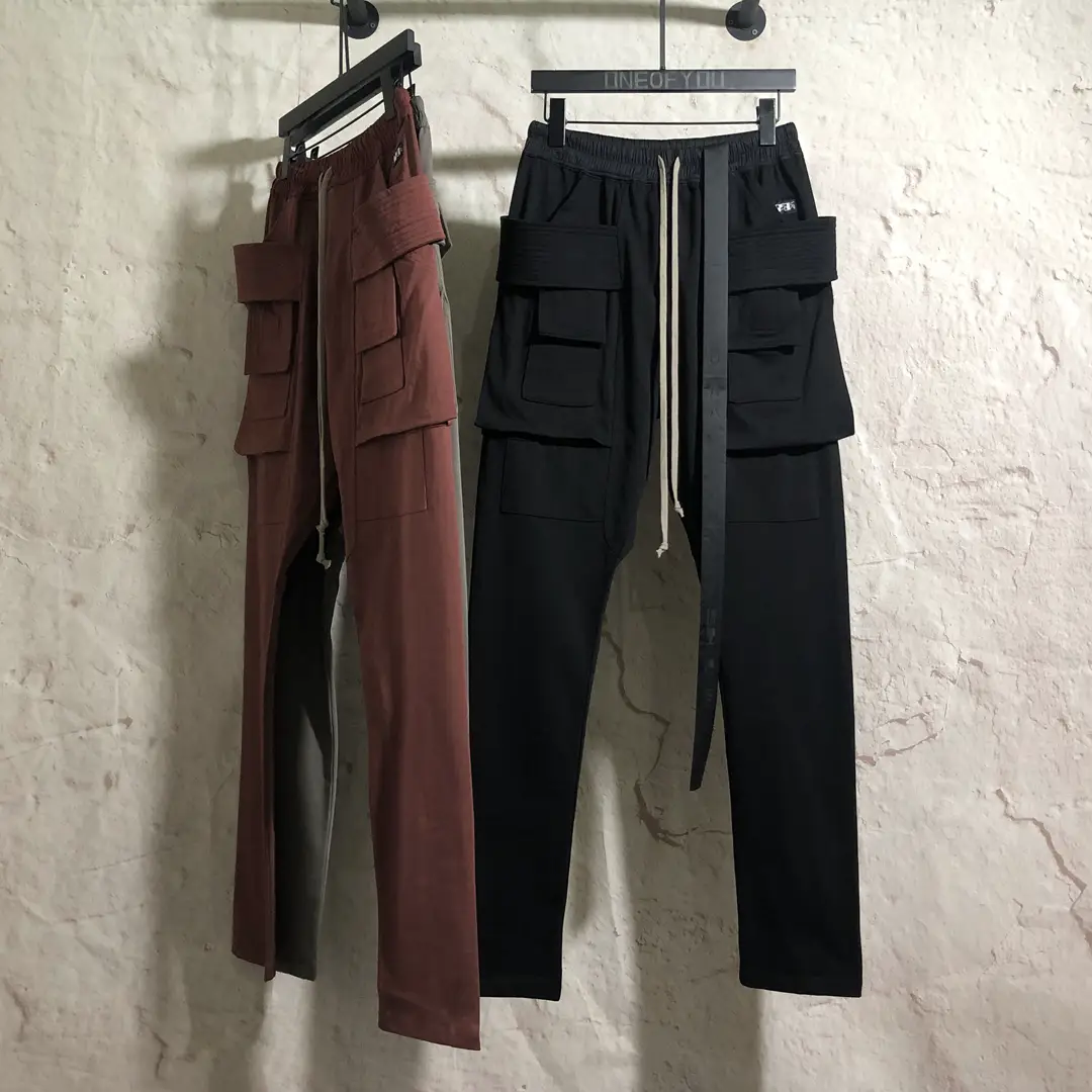 Oneofyou Dark Logo Streamer Double Ring Pants Men's Ro Style Casual Pants Straight Loose High Street Cargo Pants