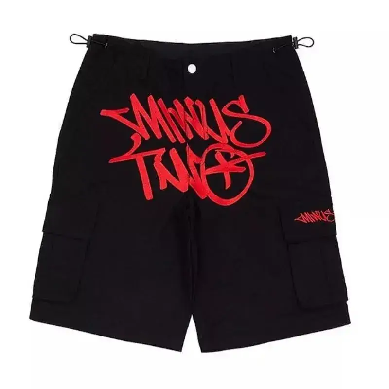 MINUS TWO Cargo Shorts Black Red