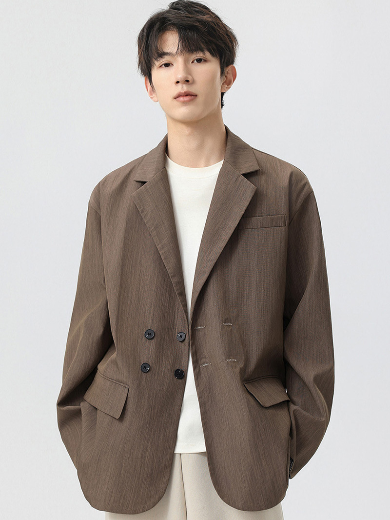 Jianheng Harrington Jacket Windbreaker Trendy Brand Simple Solid Color Double-Breasted High-End Jacket High-End Unisex Spring Coat