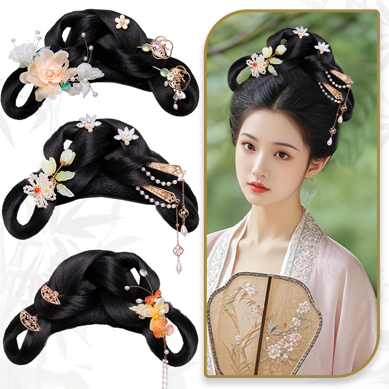 Ancient Style Han Dynasty Palace Tang Style Wig All-In-One Lazy Bun Hairpin Invention Daily Hair Pad Accessories