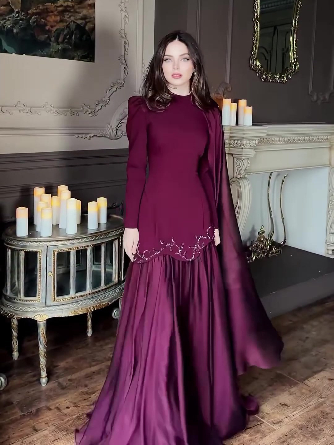 2026 Amazon European and American Cross-Border Spring New Vintage Elegant Long-Sleeve Waist-Cinching Long Dress for Women