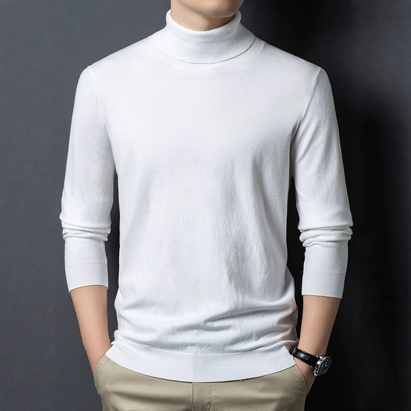 Fine-Spun High-Neck Thin Wool Sweater for Men, 6% Wool Ultra-Fine Sweater, Casual Warm Base Layer Sweater for Men, Wholesale