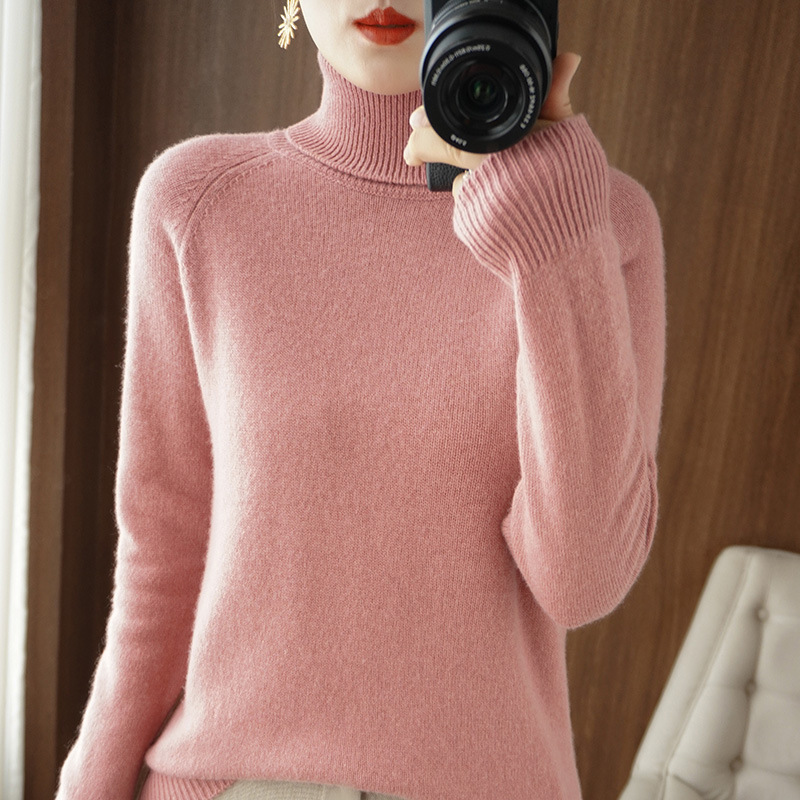 Solid Color Base Shirt Lapel Knitted Shirt Western Style Inner Thickened Women's Pullover Sweater High New Autumn and Winter Loose Raglan