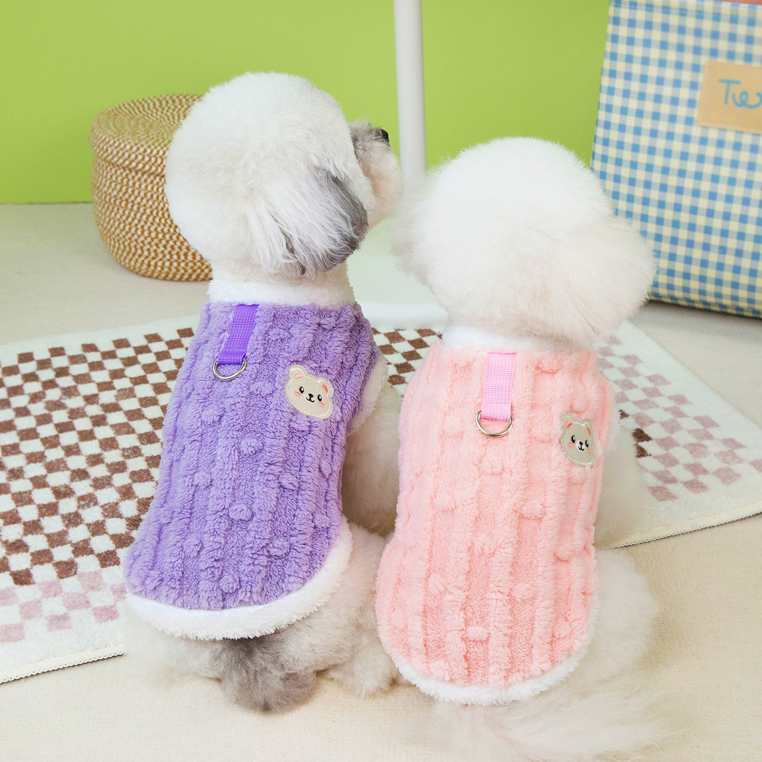 2024 dog clothes traction cotton wool clothes autumn and winter warm cat clothes teddy small dog pet clothing wholesale