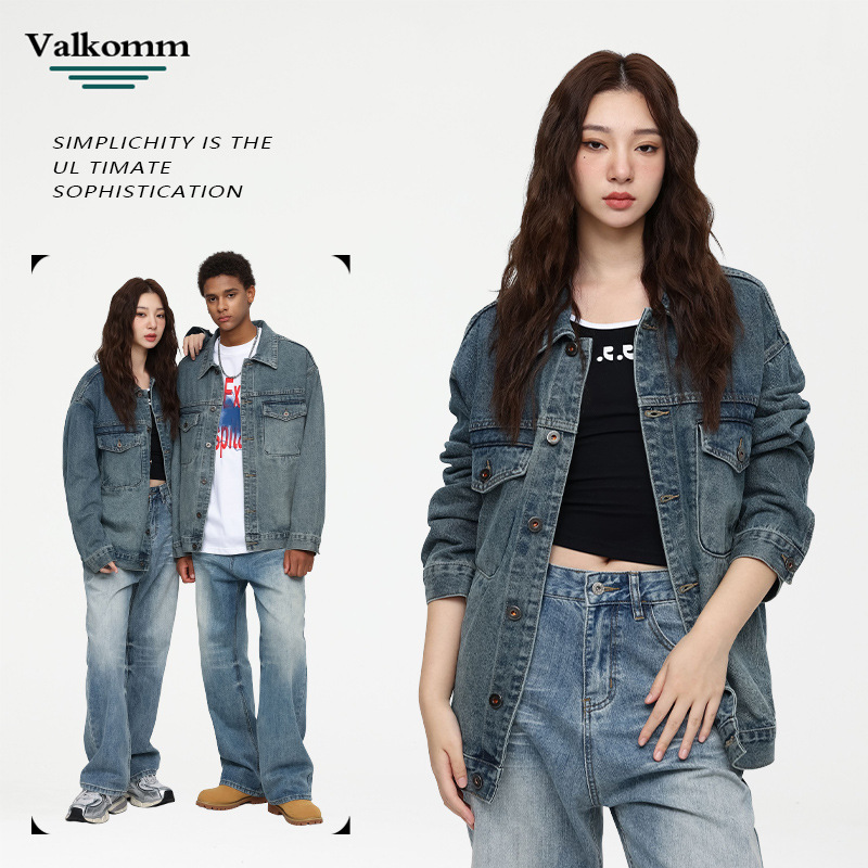 Laikke Men's American Retro Denim Jacket 2026 Spring New Loose Fit Versatile Trendy Casual Jacket Coat