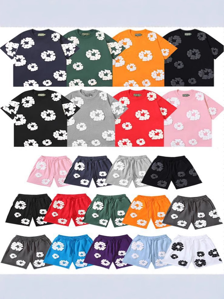 2025 Cross-border New Denim Tears Kapok Short-sleeved T-shirt Shorts suit Trendy Brand in stock T-shirt Shorts