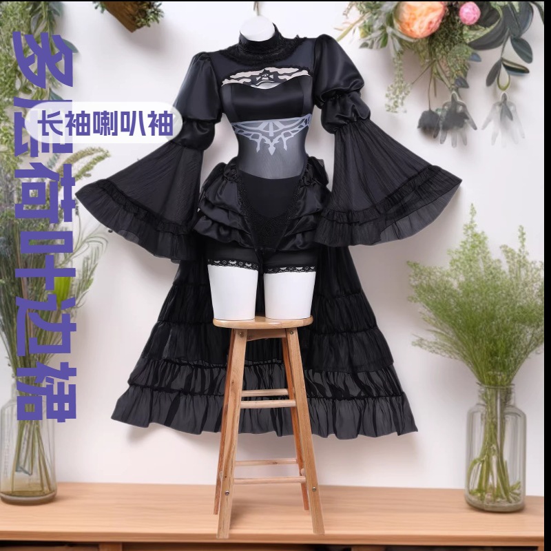 2B Sister Cosplay in Black Wedding Dress from Nier: Automata Halloween Anime Cosplay