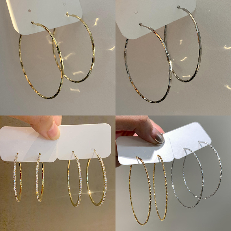 Silver Needle European and American Cold Style Diamond Love Circle Ear Ring Niche Simple Exaggerated Earrings All-match High-end Earrings