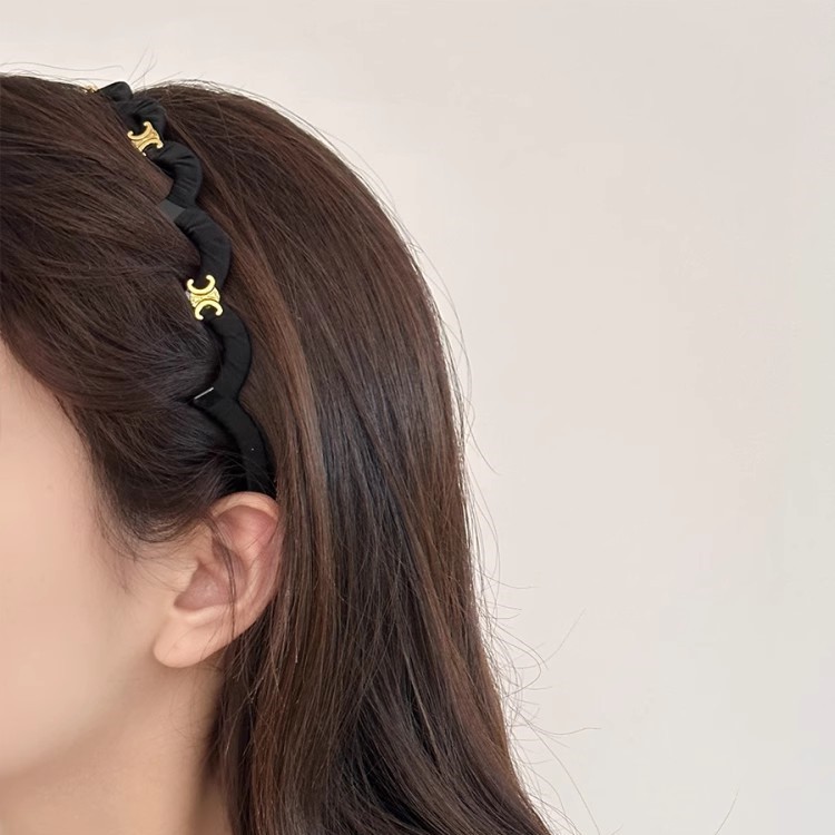 High-end Arc de Triomphe Black Hair Band Toothed Non-slip Women's Summer Daily Wear Headband Headwear 2025 New