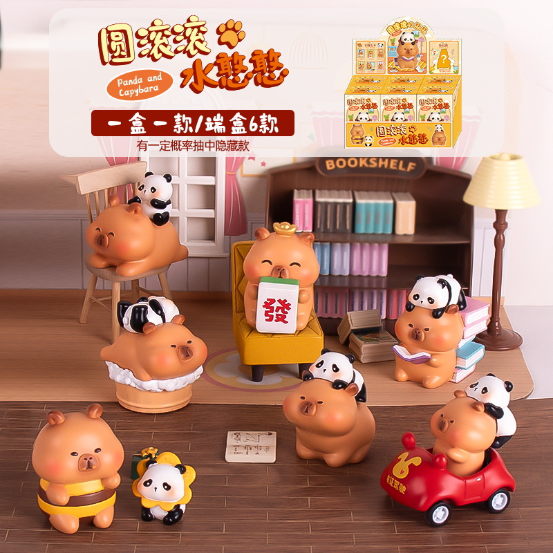Capibala Blind Box Ornaments Capybara Flower Flower Peripheral Tide Play Blind Box Blind Bag Cute Handmade Ornaments Factory Outlet