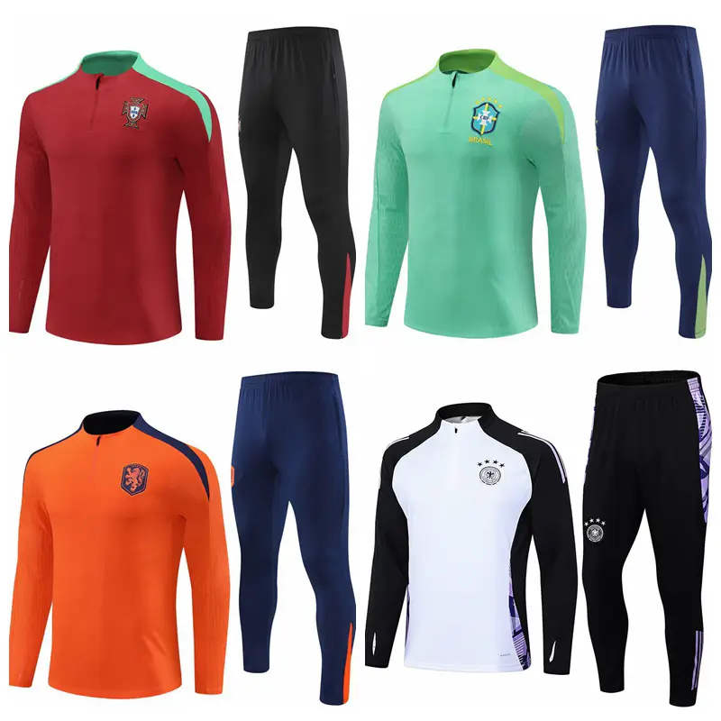 2425 Holland Brazil France Portugal pre-match warm-up uniforms half-zip long-sleeved soccer training uniforms suit