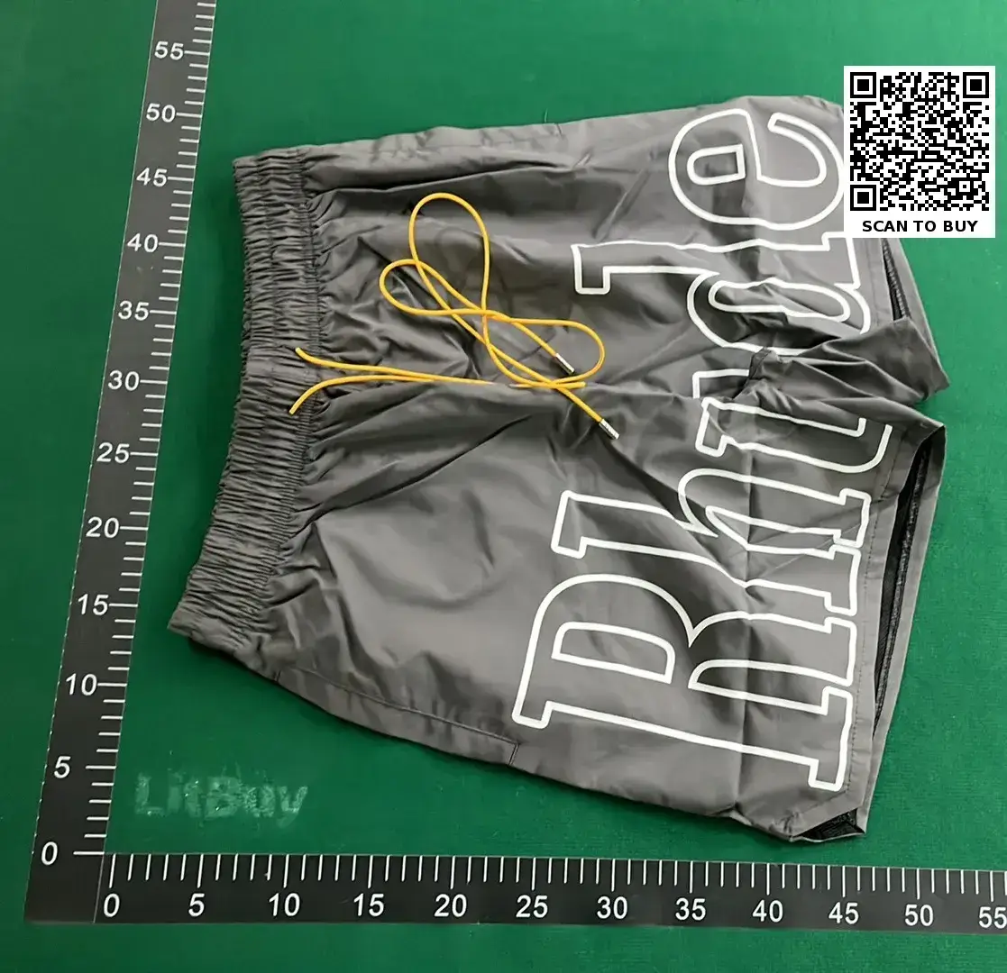 New Simple Basic American Trendy Letter Rhude Jacquard Drawstring Knitted Wool Casual Loose Shorts for Men and Women