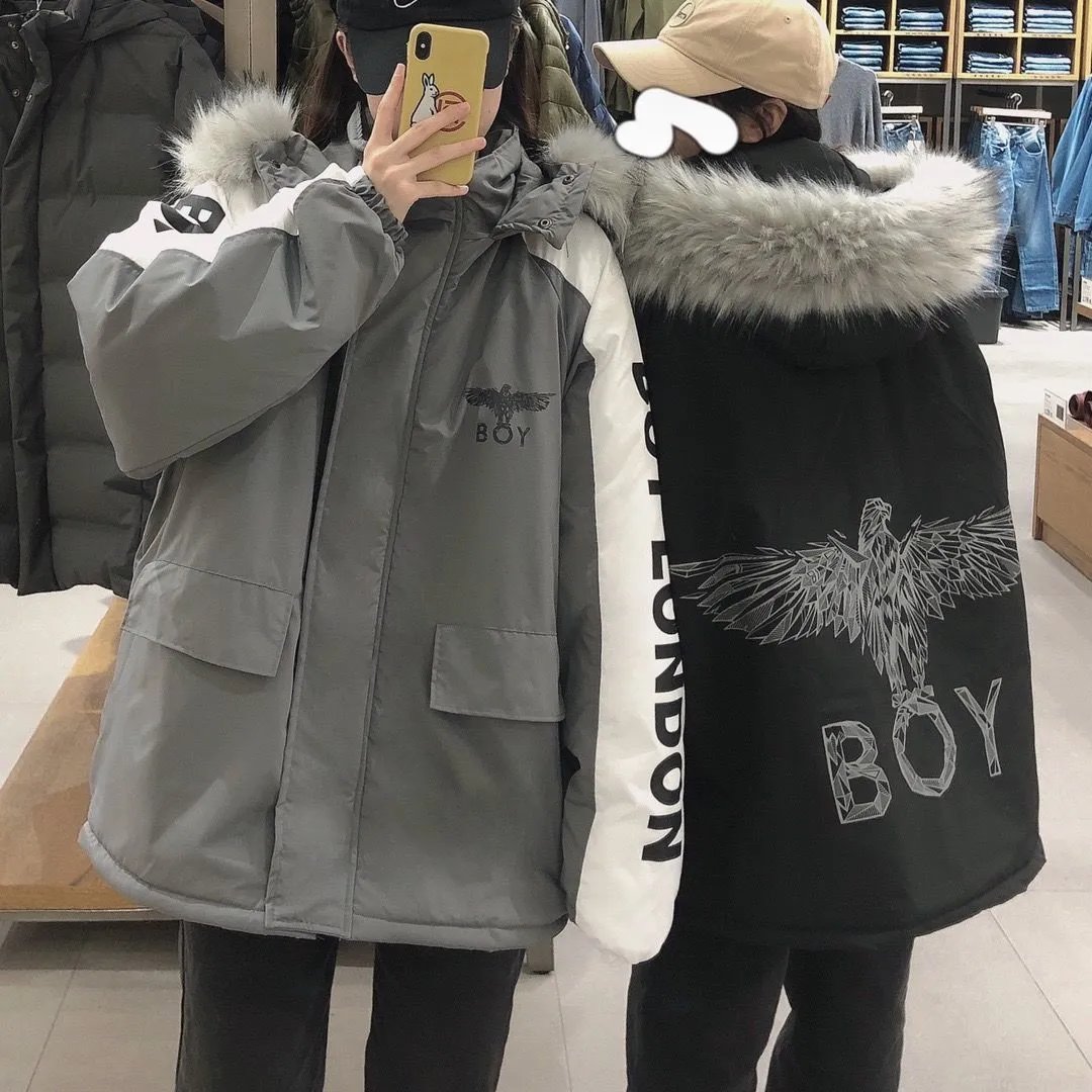 BOYins大毛领印花工装保暖棉服宽松休闲学生男女同款加厚棉衣潮【12月6日发完】